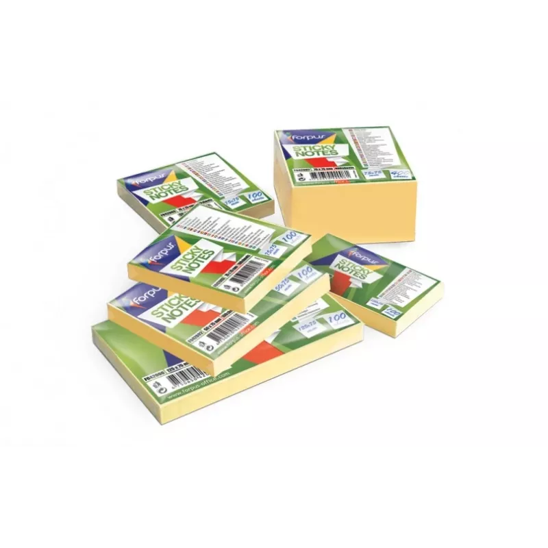 Stiky notes Forpus, 75x75mm, dzeltena, kubs (1x400) 0717-116