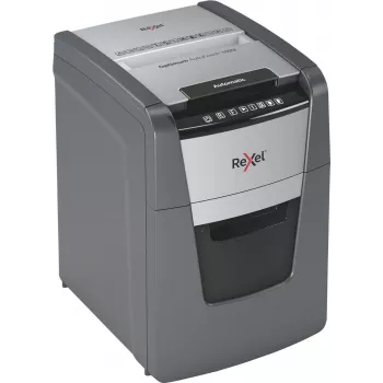 Rexel Optimum Auto+ 100M papīra smalcinātājs ar mikro griezumu, 55 dB, 22 cm, melns, pelēks