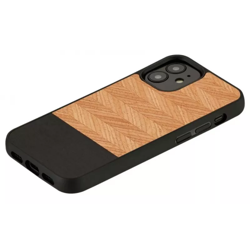 Aizsargājošs tālruņa maciņš Man and Wood iPhone 12 mini modelim Herringbone Nero Melns