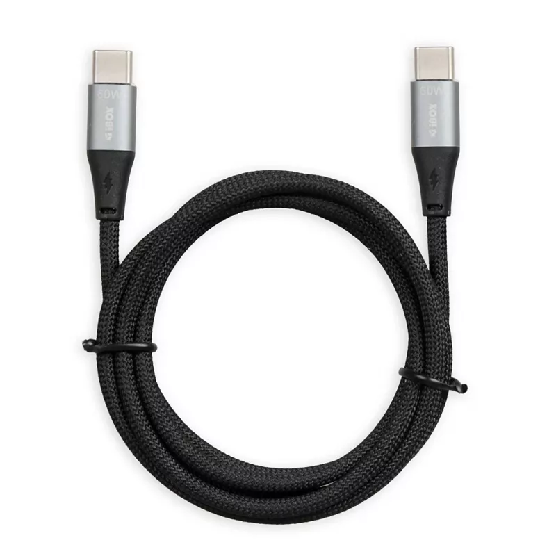 iBOX IKUTC USB-C kabelis 60W 2m Melns