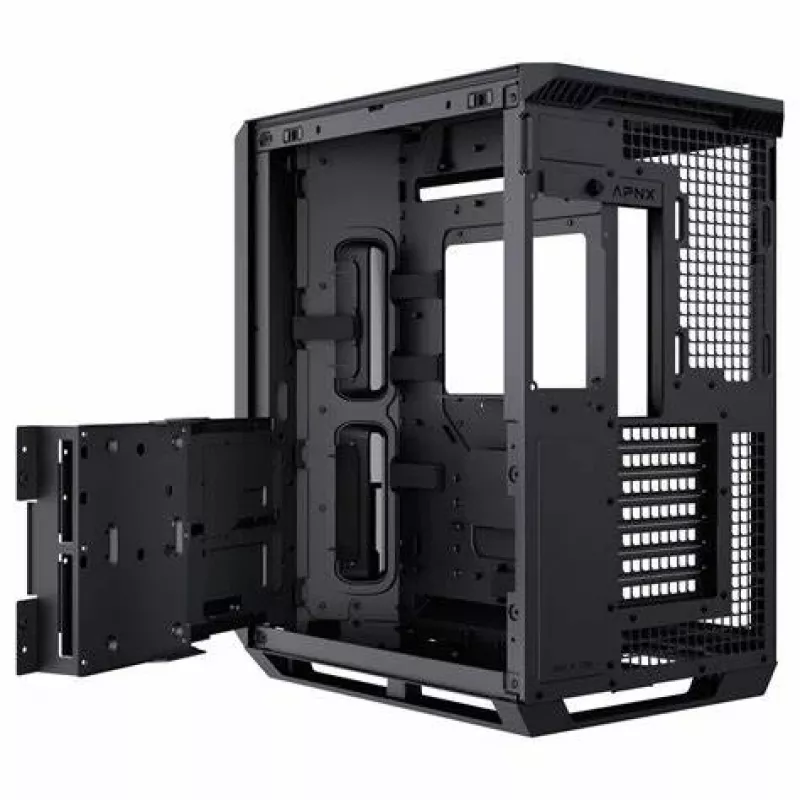 APNX V1-W-BK-v1 Midi Tower Melns, Wood
