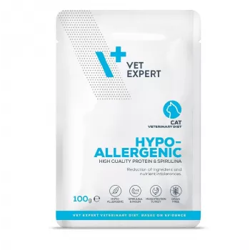 Mitrā kaķu barība VETEXPERT Hypoallergenic Turkey 100 g veterinārā diēta jutīgiem pieaugušiem kaķiem, bez graudiem, bez sojas un lipekļa