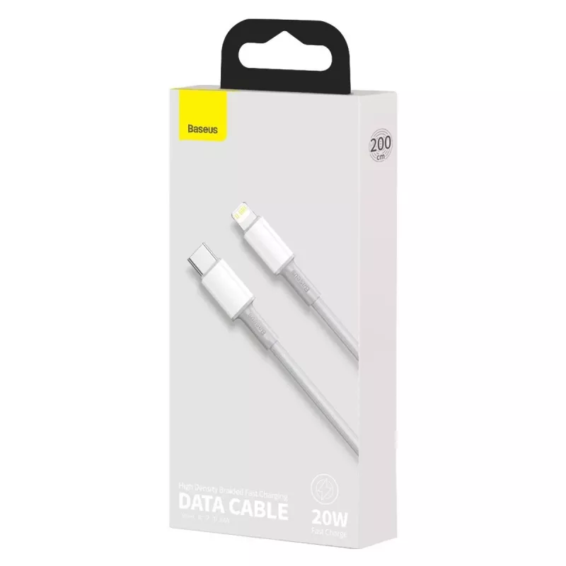 USB-C uz Lightning Baseus augsta blīvuma pīts kabelis, 20W, PD, 2m (balts)