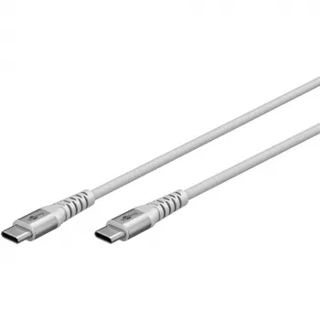 Goobay KAB USB-C (ST-ST) 2m Savienojuma kabelis ar tekstila apvalku, balts, USB kabelis, USB 2.0, USB C (70194)