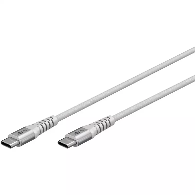 Goobay KAB USB-C (ST-ST) 2m Savienojuma kabelis ar tekstila apvalku, balts, USB kabelis, USB 2.0, USB C (70194)