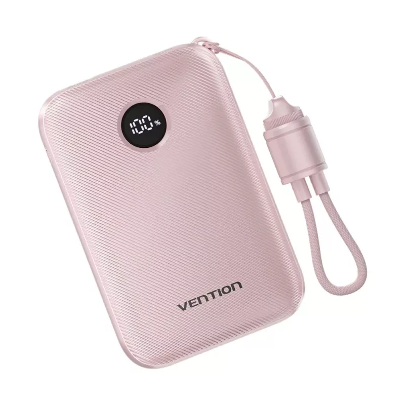 Ārējais akumulators Vention FKAP0-C 10000 mAh, 2× USB-C + 1× USB-A, 22.5 W, Rozā