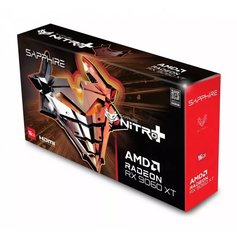 Grafikas karte Sapphire NITRO+ Radeon RX 9060 XT — 8 GB GDDR6, 128 bitu, PCIe x16 5.0
