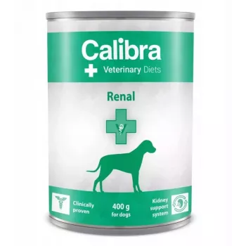 Mitrā suņu barība Calibra Veterinary Diets Renal Chicken 400 g — nieru atbalsts, mitrums 78%, olbaltumvielas 5,5%, tauki 8%