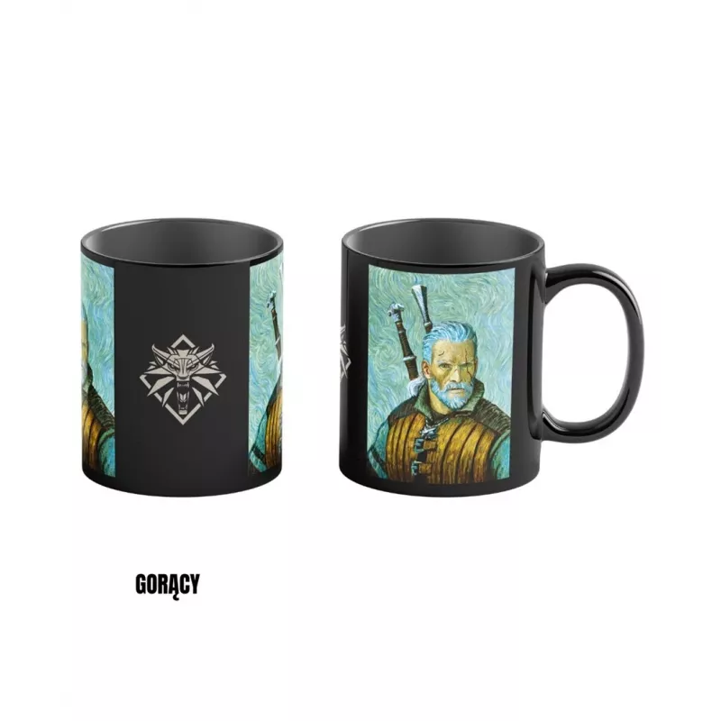 Karstuma reakcijas krūze Good Loot The Witcher 3 Game Art Chronicles - Geralt & Vincent van Gogh 450 ml Melns