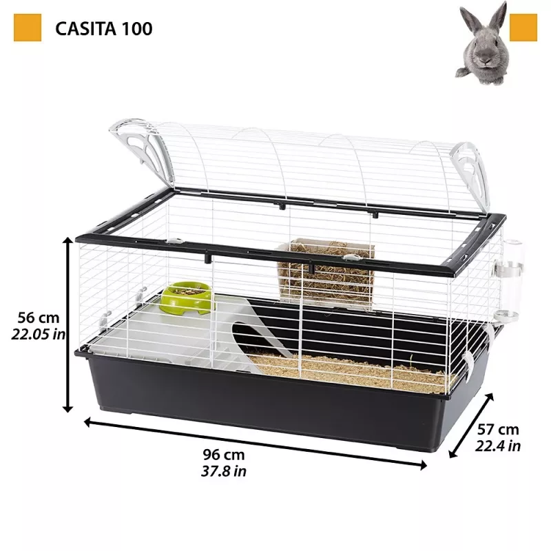 Būris FERPLAST Casita 100 Trušiem un Jūrascūciņām, Metāls/Plastmasa, 960×570×560 mm, Taupe/Balts
