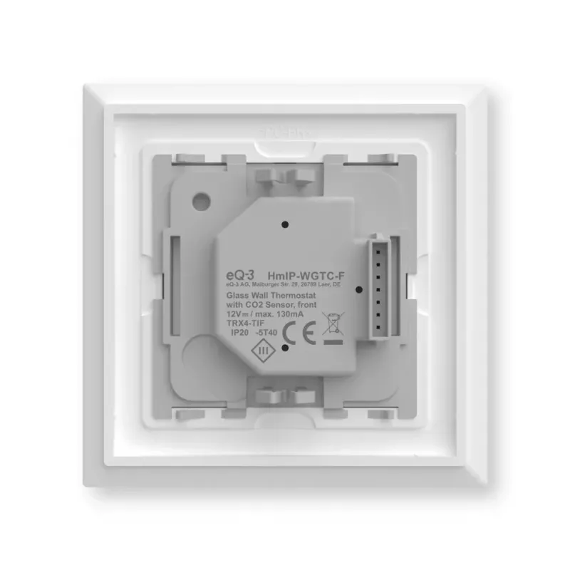 Stikla sienas termostats Homematic IP 161333A0 ar CO2 sensoru, digitāls RF, 230 V, 54,5×54,5×29 mm