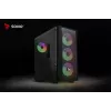 PC korpuss SAVIO Noctis Flow RGB — Cube, ATX/Mini-ITX, 3x 120 mm priekšējie ventilatori, rūdīta stikla sānu panelis, max GPU 35 cm