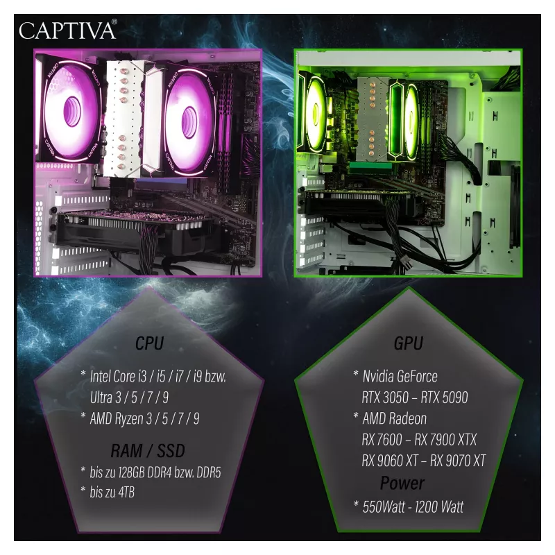 Computer Captiva CAPTIVA PC Advanced Gaming R94-169 Ryzen 7 5700X 32GB SSD 1TB RTX5060 Ti 8GB Windows 11 Home 64-bit