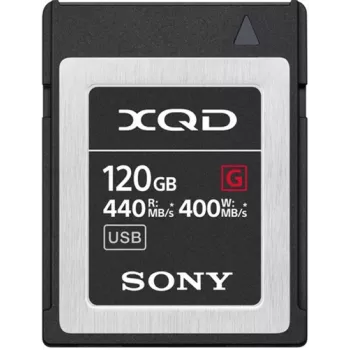 Sony QD-G120F 120 GB ātrdarbīga XQD atmiņas karte, 120 GB, XQD, 440 MB/s, 400 MB/s, ūdensizturīga, temperatūras izturīga, melna