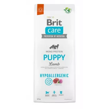 Sausā suņu barība Brit Care Hypoallergenic Puppy Lamb & Rice 12 kg — visām šķirnēm, 32% olbaltumvielu, 18% tauku