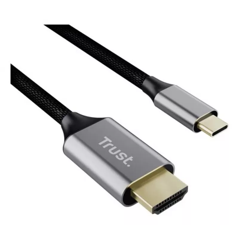 USB-C uz HDMI kabelis TRUST CALYX 25630, 4K (3840x2160), 2 m, melns, tēviņš–tēviņš