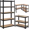 Metāla uzglabāšanas plauktu bloks melns 220X90X40CM