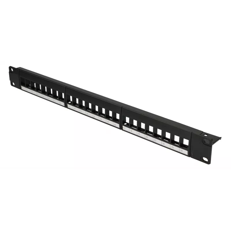 Patchpanel Extralink 24-port U/UTP (UTP) modular, 1U, Melns, 482.6 mm width