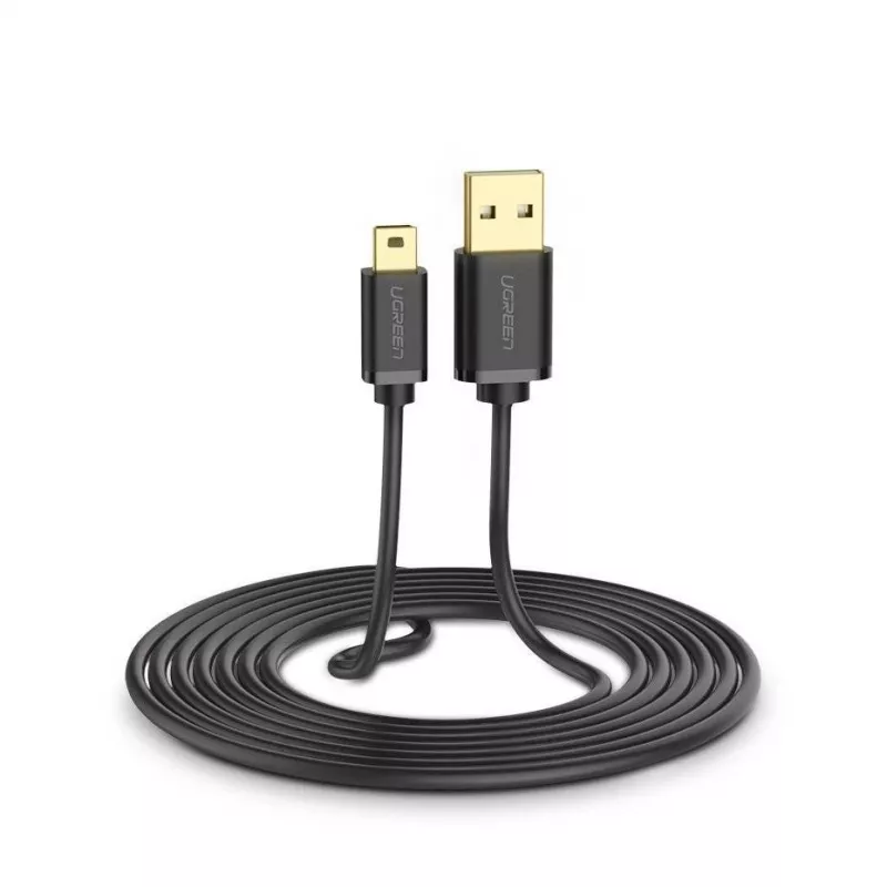 USB kabelis UGREEN US132 Mini-USB 1 m — melns, 480 Mbit/s, ātra uzlāde