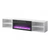 TV skapītis cama meble POLO 180x33x39 cm ar elektrisko kamīnu 1400–1600 W, lamināts, balts/melns