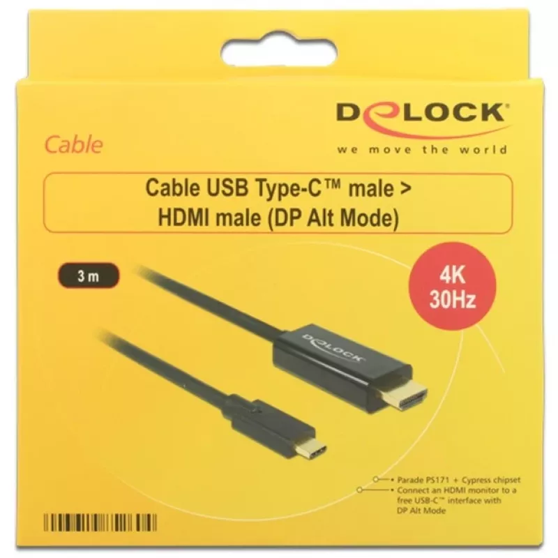 Video kabeļa adapteris DeLOCK 85260 USB Type-C HDMI 3 m Melns
