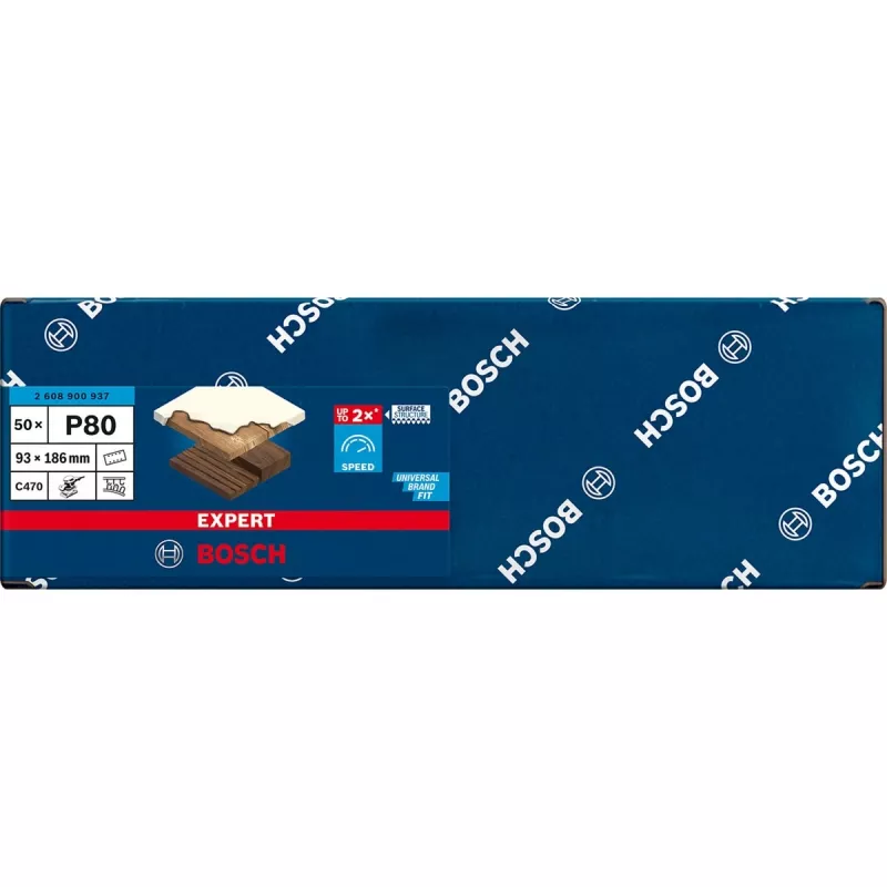 Slīploksnes Bosch 93x186 mm K80, 50 gab., 8 caurumi, kokam un krāsai (Expert)