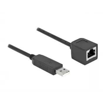 Seriālais savienojuma kabelis DeLOCK 64163 USB 2.0 Type-A uz RS-232 RJ45 50 cm melns