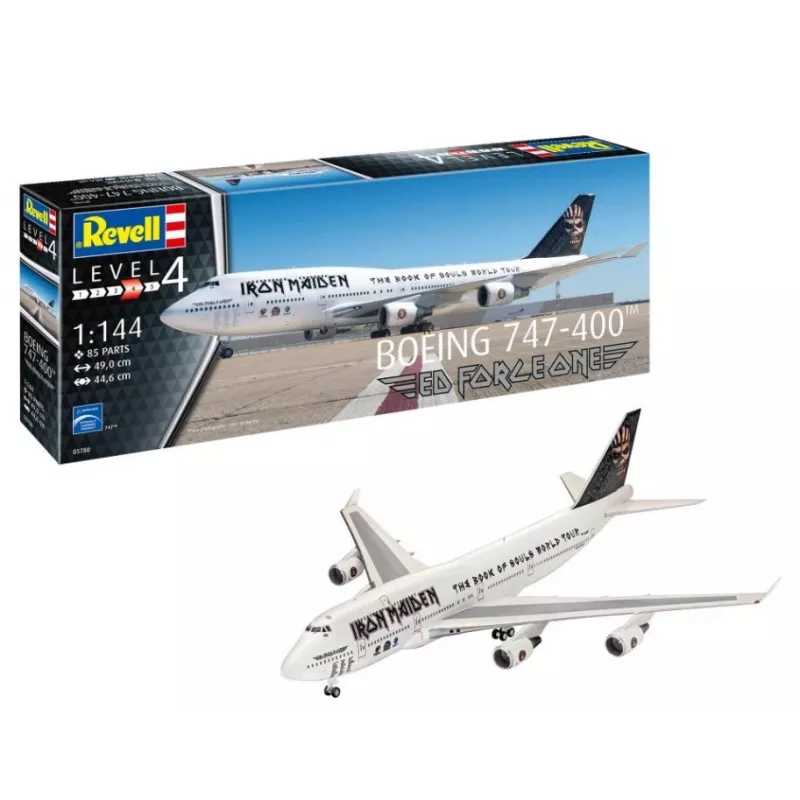 Revell 03780 Boeing 747-400 Iron Maiden Ed Force One 1:144 mēroga neapstrādāts/neapgleznots plastmasas modeļa komplekts
