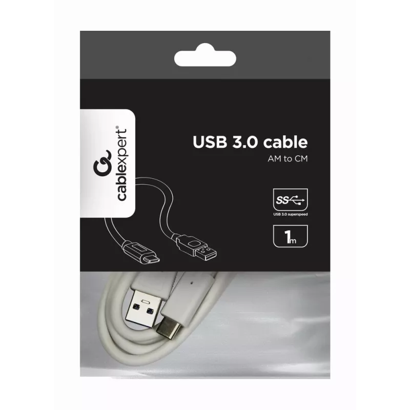 USB datu kabelis Gembird USB A uz USB C 1 m, USB 3.2 Gen 1, balts