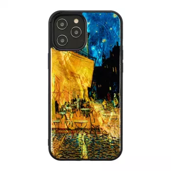 Aizsardzības vāciņš tālrunim iKins Apple iPhone 12 / 12 Pro — melns, Café Terrace dizains