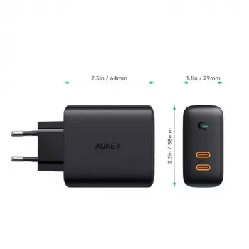 AUKEY PA-D2 mobilās ierīces lādētājs 36W Melns Iekštelpām
