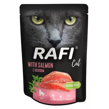 Mitrā kaķu barība Dolina Noteci Rafi Cat ar lasi 300 g, pieaugušiem kaķiem, 80% mitrums, 9% olbaltumvielas