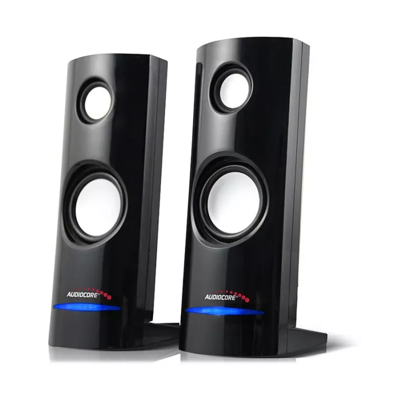 2-virzienu vadu PC skaļrunis Audiocore AC860, 2.0 kanāli, 4 W RMS, USB barošana, 3,5 mm ieeja, melns