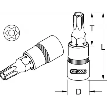 Ligzdu komplekts KS Tools 911.1372 1/2 collu piedziņa impēriskā 2,2 cm diametrs