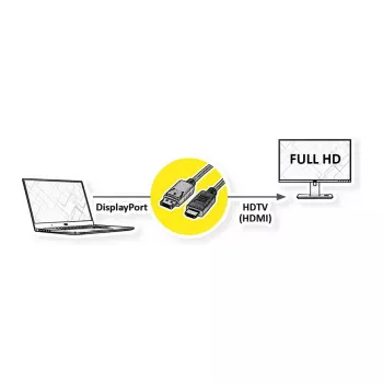 ROLINE Recycled Material video kabeļa adapteris 3 m DisplayPort HDMI Melns 11.45.5782