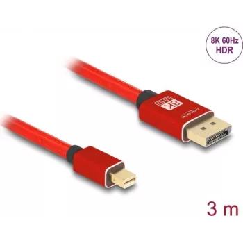 DeLOCK Mini DisplayPort uz DisplayPort kabelis 8K 60 Hz 3 m sarkans metāls