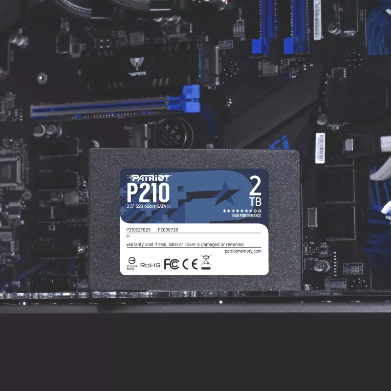 2.5 collu SATA III SSD PATRIOT P210 2 TB — 500 MB/s lasīšana, 400 MB/s rakstīšana, 7 mm