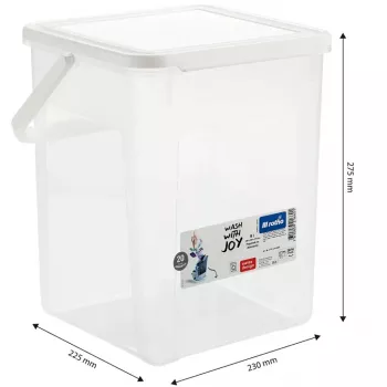 Plastmasas mazgāšanas līdzekļu trauks Rotho Basic 9 L modelis 1770101100RP, balts, vāks, pakarināšanas caurums