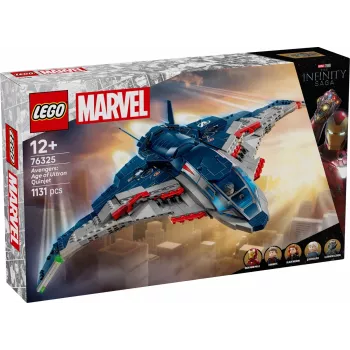 LEGO Quinjet konstruktors 76325 — Marvel, 1131 detaļas, 5 minifigūras, no 12 gadu vecuma, 280×450×300 mm