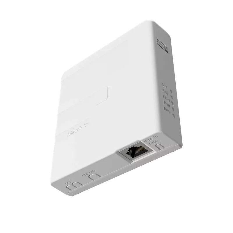 PoE inžektors MikroTik GPEN21 ar SFP atbalstu, Gigabit Ethernet (10/100/1000 Mbps), 2 RJ-45 pieslēgvietas, balts, 12–57 V ieeja