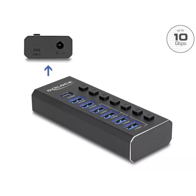 DeLOCK 64326 interfeisa centrmezgls USB 3.2 Gen 2 (3.1 Gen 2) Type-C 10000 Mbit/s Melns