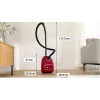 Putekļsūcējs Bosch BGB 41RD3H — 600 W, 4 L putekļu maisiņš, HEPA filtrs, 11 m darba rādiuss, teleskopiskā caurule, sarkans