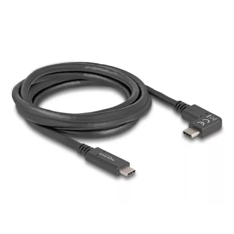 DeLOCK USB kabelis USB Type-C vīr. uz USB Type-C vīr. leņķveida 2m 5Gbps 4K PD 60W