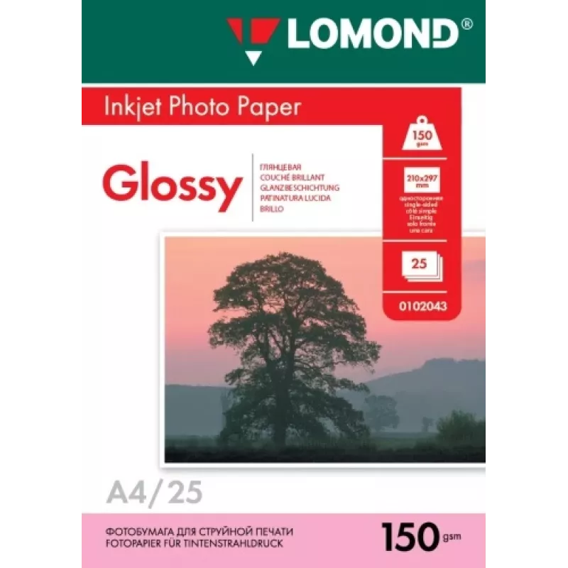 Lomond Photo Inkjet Paper Glossy 150 g/m² A4, 25 loksnes