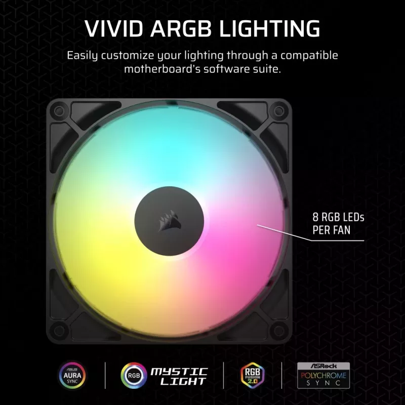 Ventilators Corsair RS140 ARGB 14 cm melns 330-1700 RPM