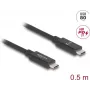DeLOCK USB kabelis 0,5m USB C melns 80 Gbit/s