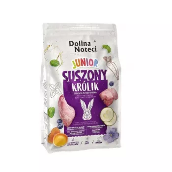 Sausā suņu barība Dolina Noteci Premium Junior Rabbit 4 kg — kucēnu formula, 28% olbaltumvielu, 15% tauku, bez konservantiem