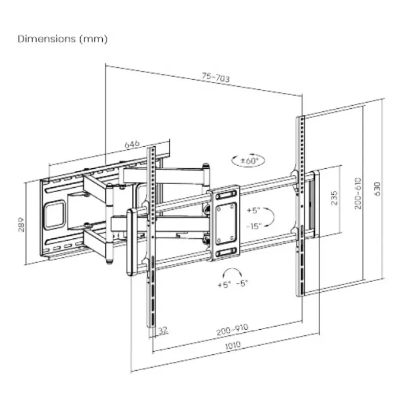 Gembird WM-120 pc(s)-01 TV stiprinājums/statīvs 3.05 m (120) Melns