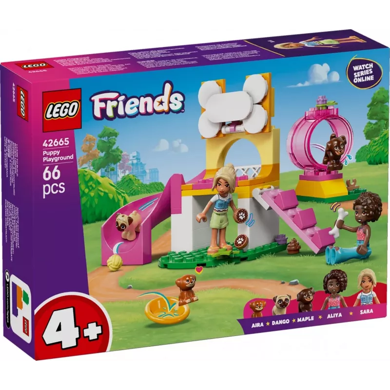 LEGO Friends Kucēnu rotaļu laukuma konstruktors 42665, 66 gab., 2 minifigūras, vecums 4+