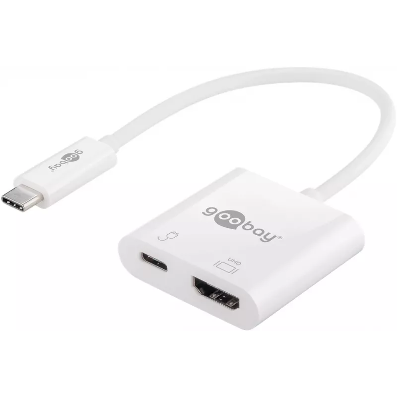 Goobay USB-C™ Multiport Adapter HDMI, balts, 0,145 m - paplašina USB-C™ ierīci ar HDMI™ savienotāju (62110)